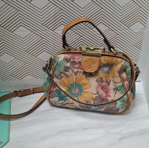 Floral Crossbody Bag with Tan Accents